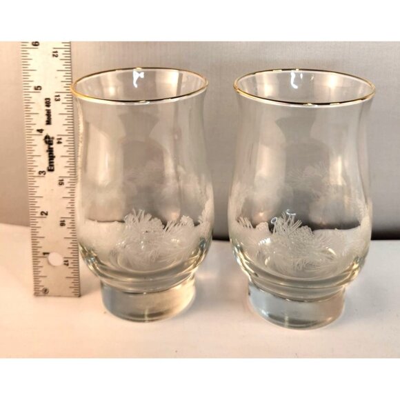 Libbey Frosted Pine Cone Gold Rim Holiday Glasses 2 Pc Arby’s Christmas Drinkwar - Picture 7 of 10